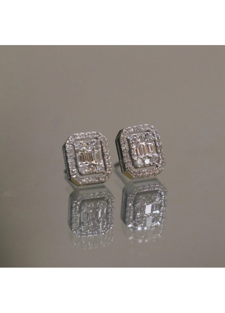 Square Cut Baguette Paved Earring